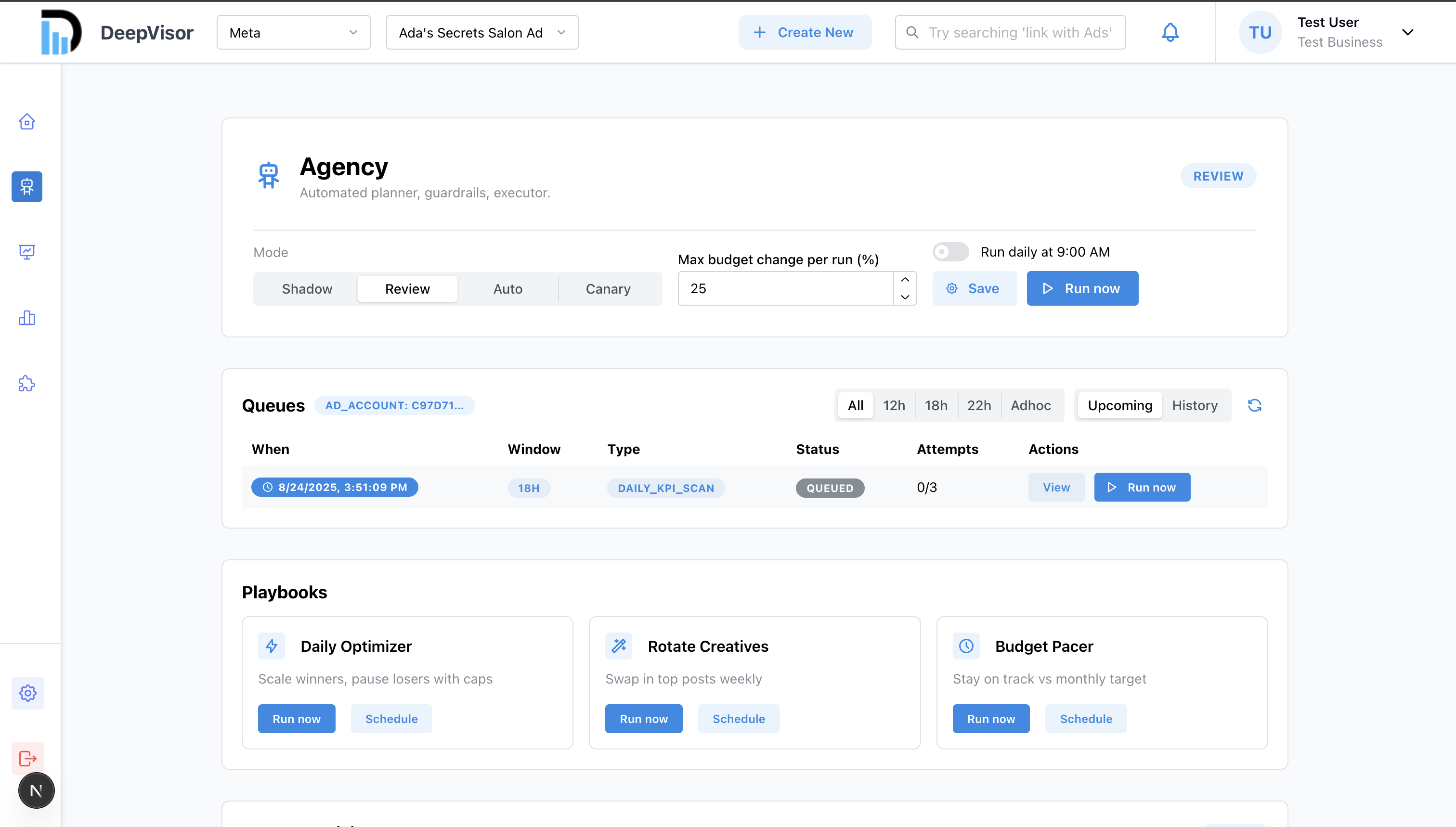 DeepVisor automation planner with queued scans and playbook actions